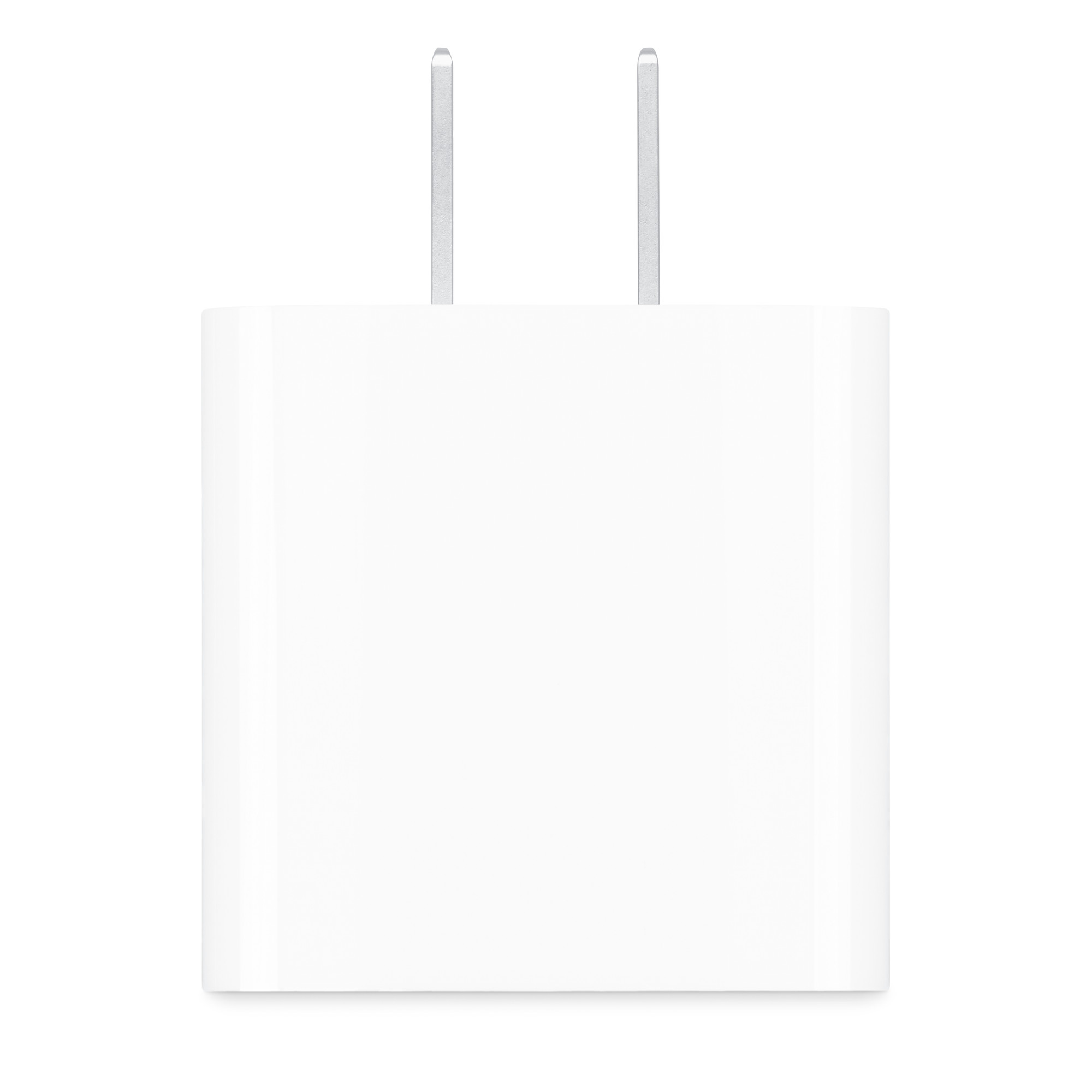 20W USB-C電源アダプタの側面。プラグ側へ伸びる本体の形(画像:Apple)