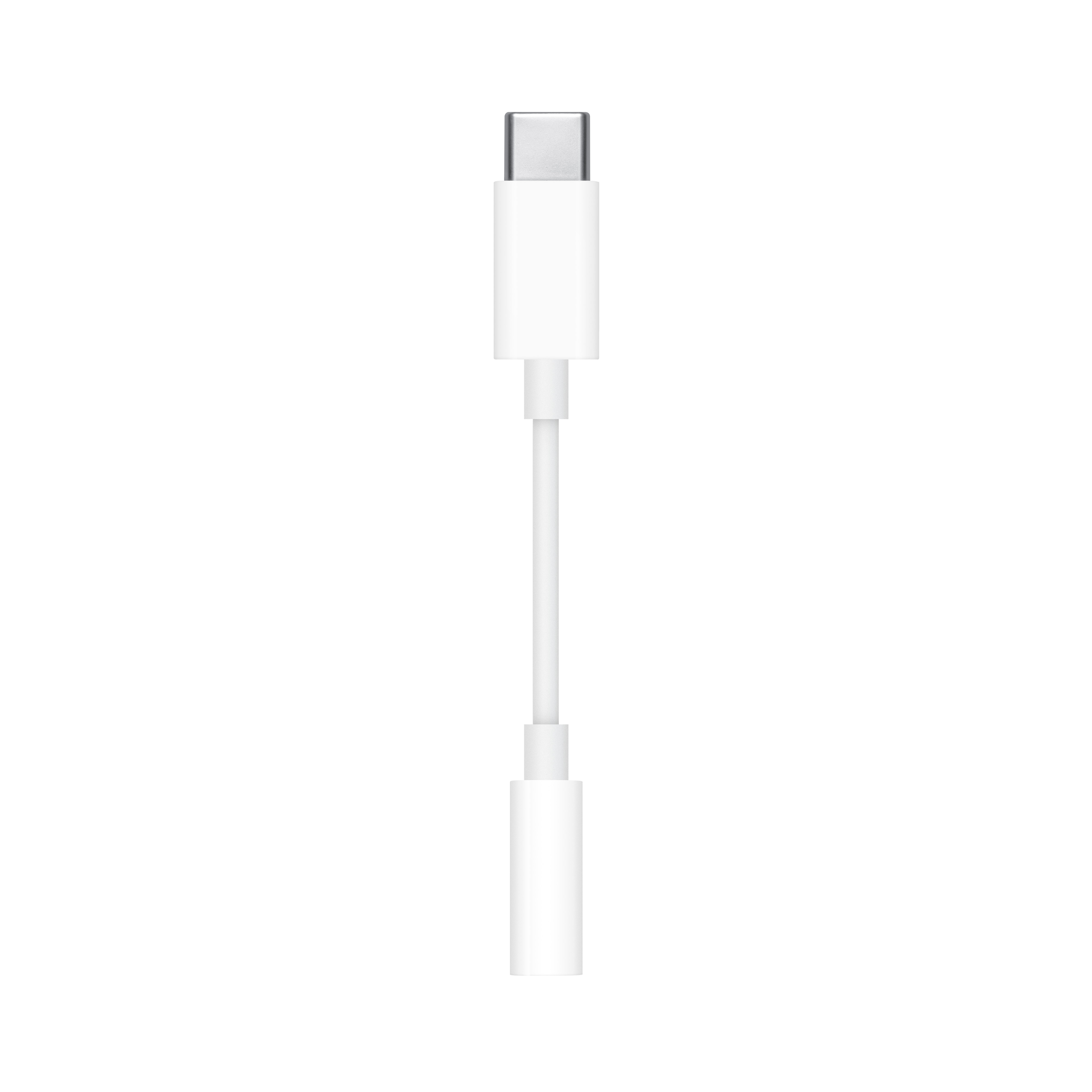 USB-C - 3.5 mmヘッドフォンジャックアダプタ全体。USB-Cプラグと3.5mmジャックを短いケーブルでつないだ形（画像：Apple）