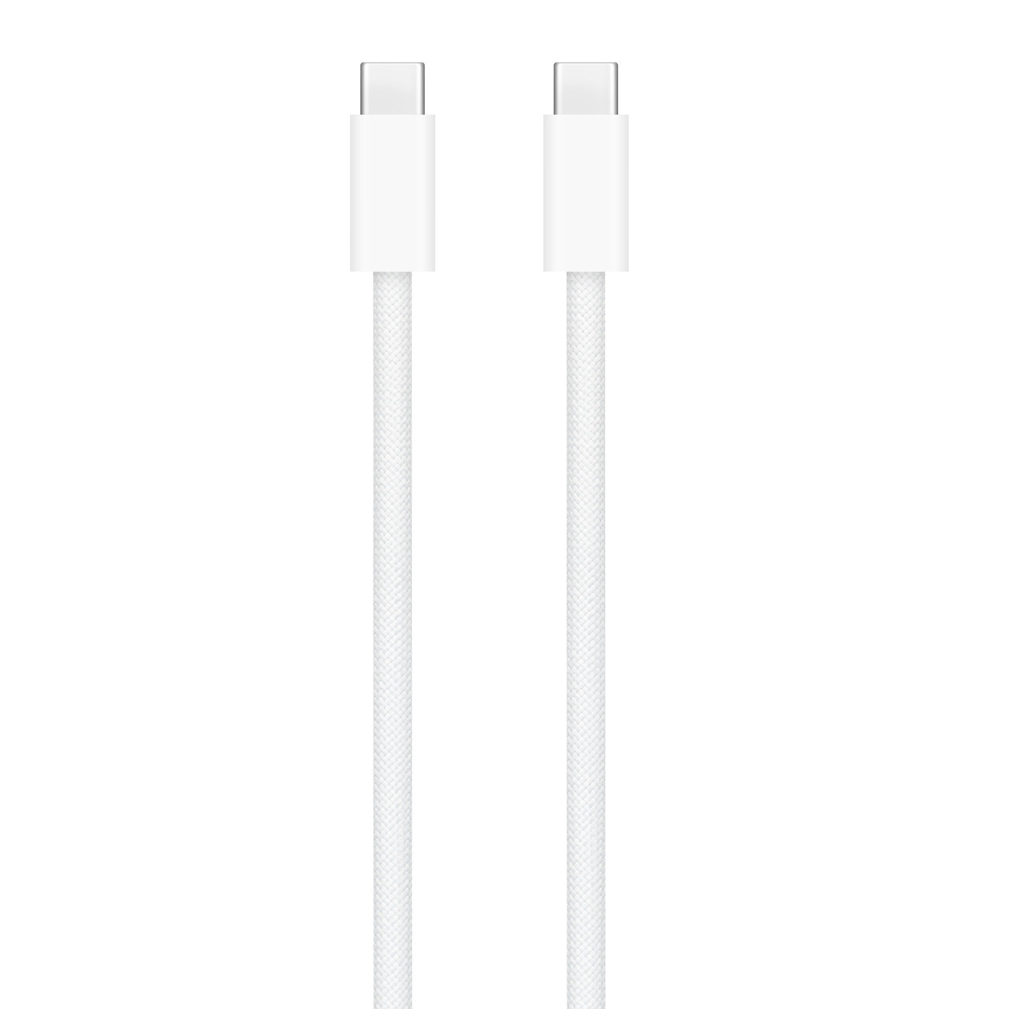 USB-Cコネクタと編み込み被覆の接写。充電上限や転送規格は仕様で確認する（画像：Apple）