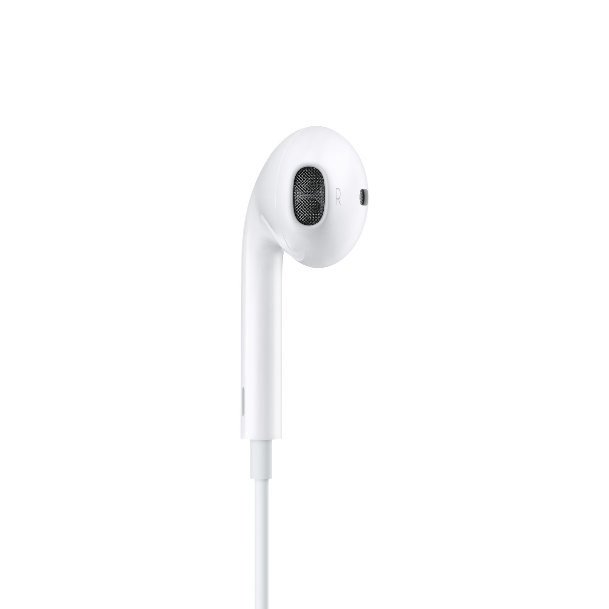 右側イヤーバッドの耳に向く面とR表示（画像：Apple）