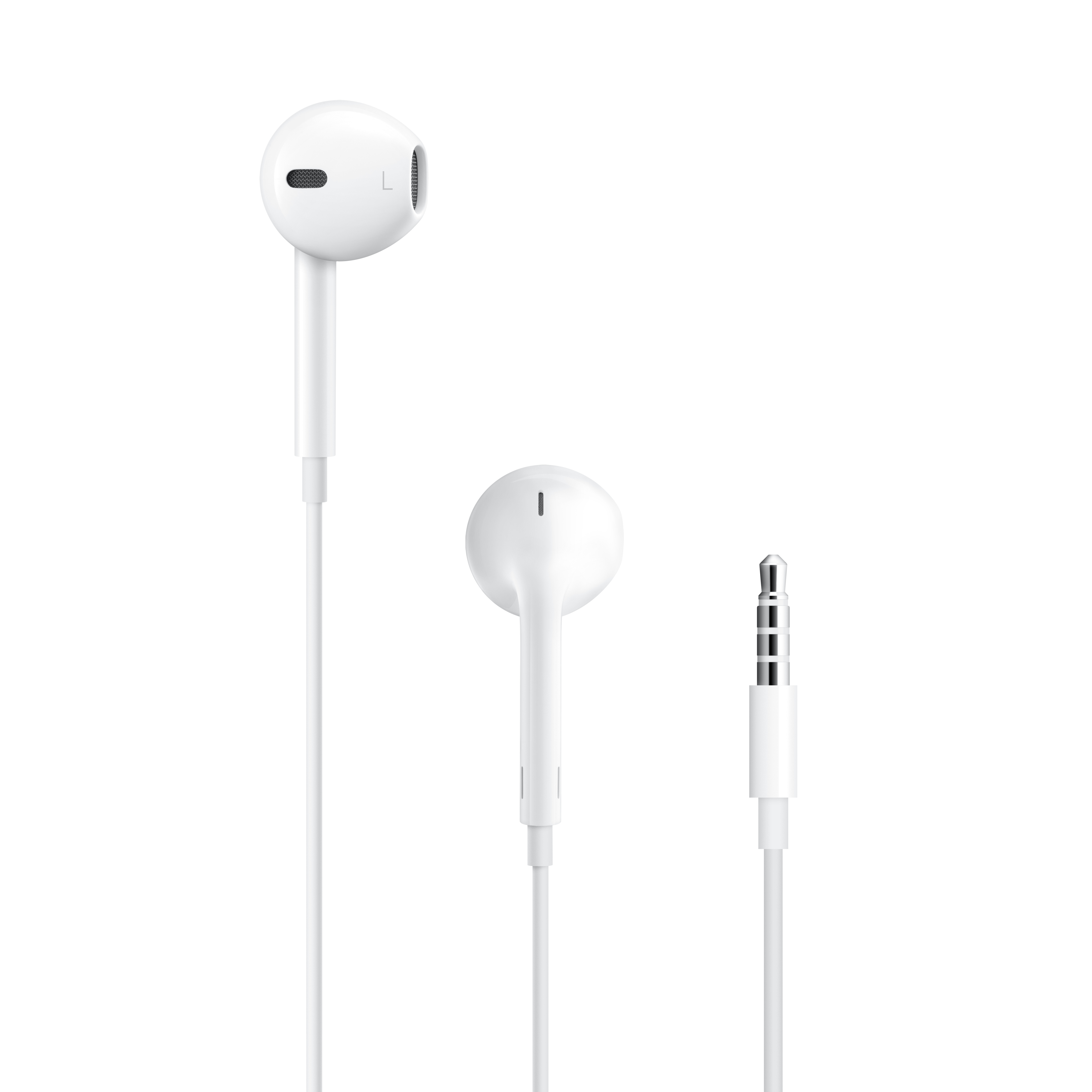 EarPodsの左右イヤーバッドと3.5mmヘッドフォンプラグ（画像：Apple）