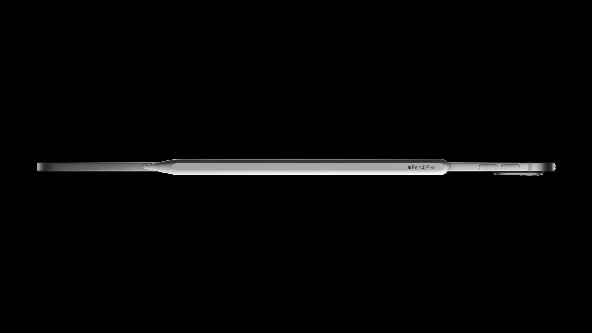 iPad Proの側面にマグネットで取り付けたApple Pencil Pro（画像：Apple）