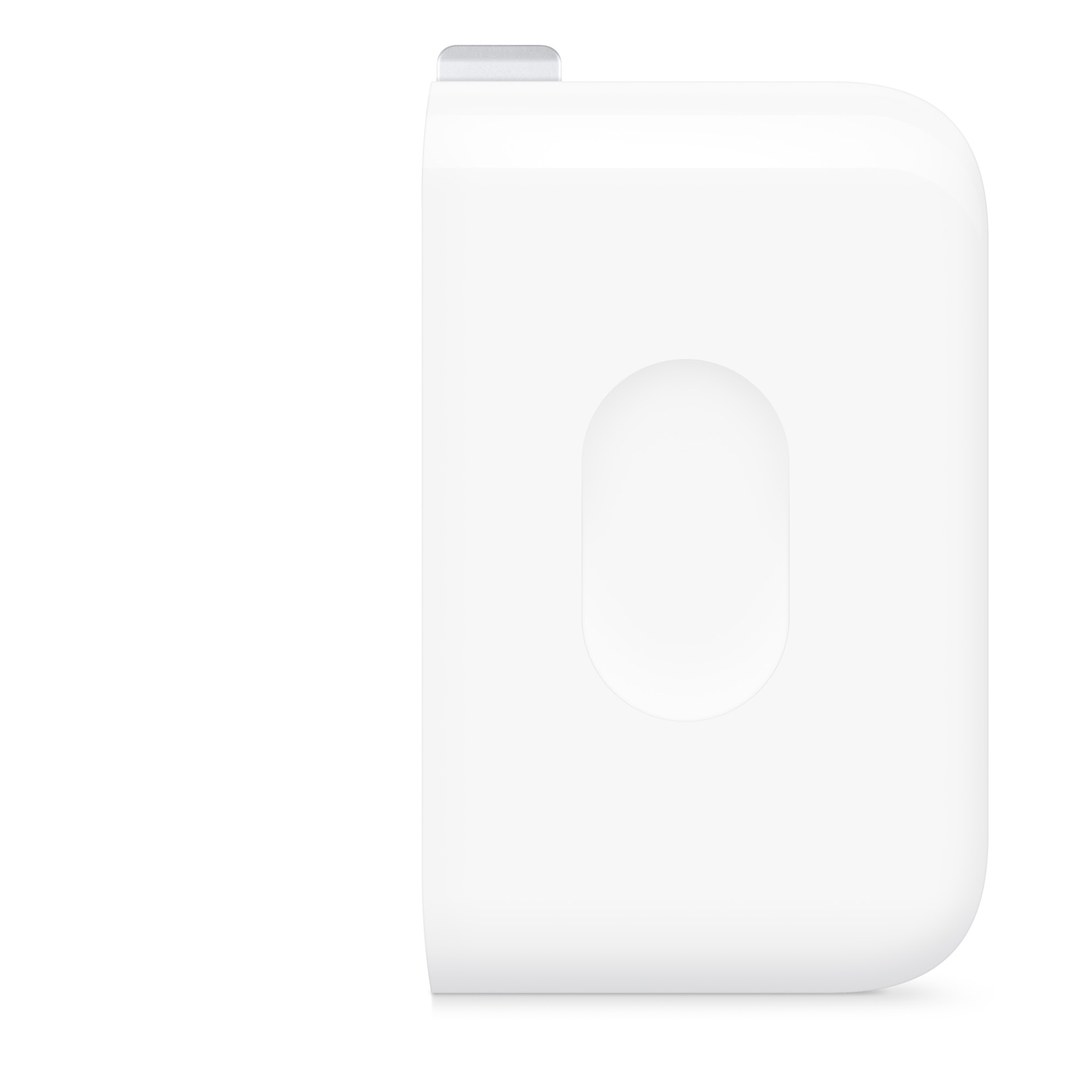 本体側面とプラグの位置。設置する向きを確認する構図（画像：Apple）