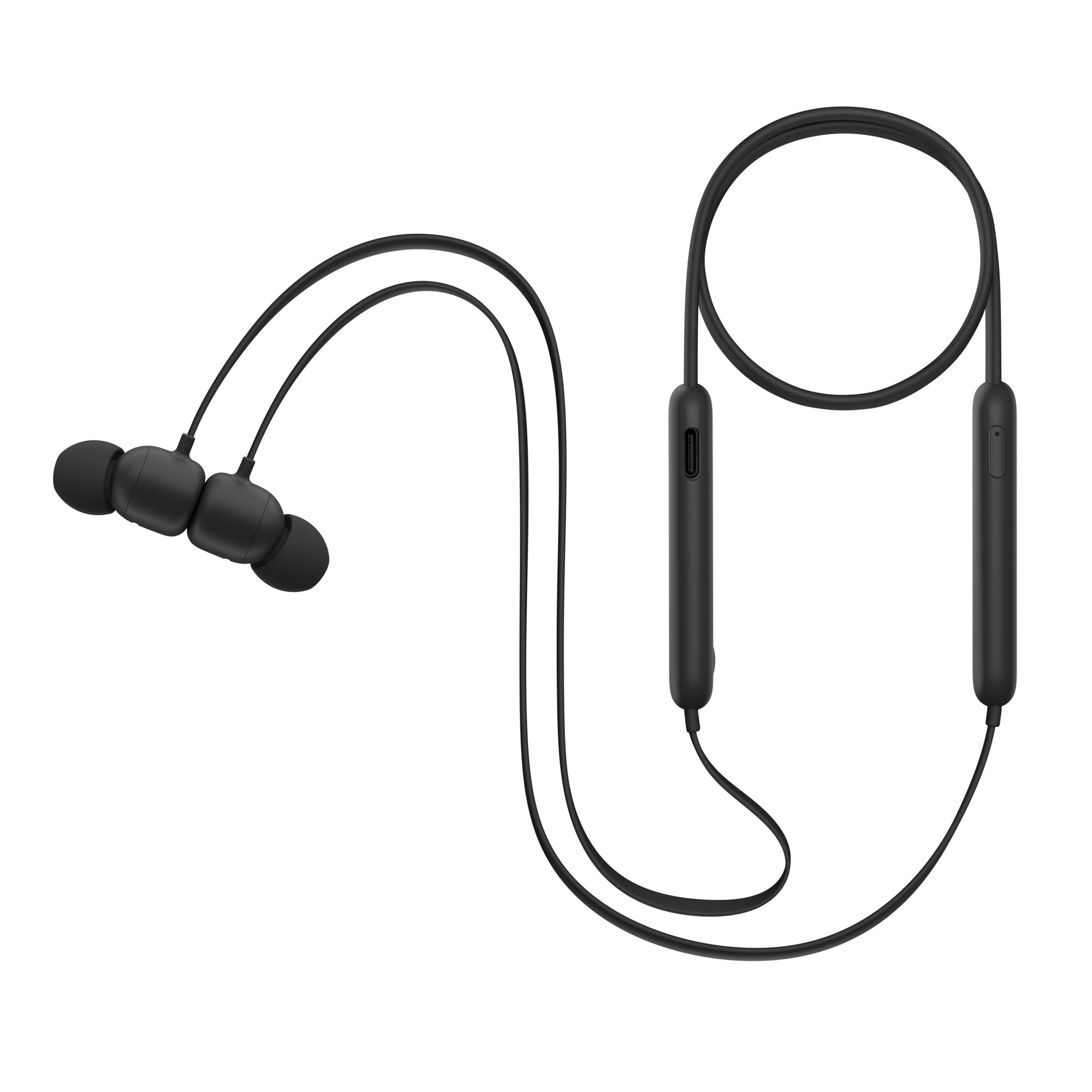 小さくまとめたケーブルと、USB-C充電口・電源ボタン側のモジュール（画像：Beats／Apple）