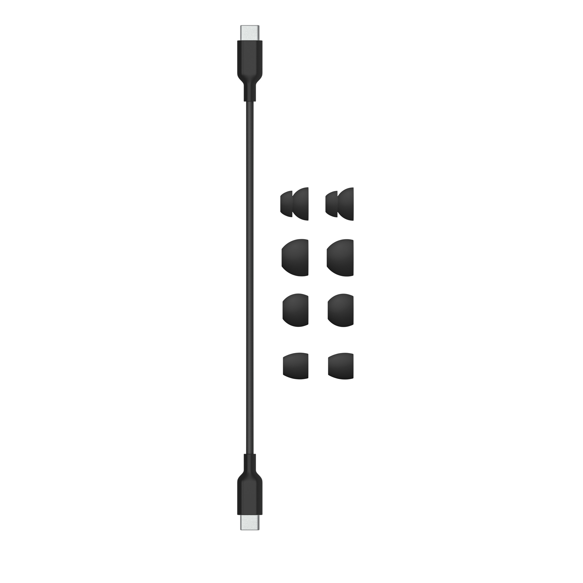 付属USB-C - USB-C充電ケーブルと4サイズのイヤーチップ（画像：Beats／Apple）