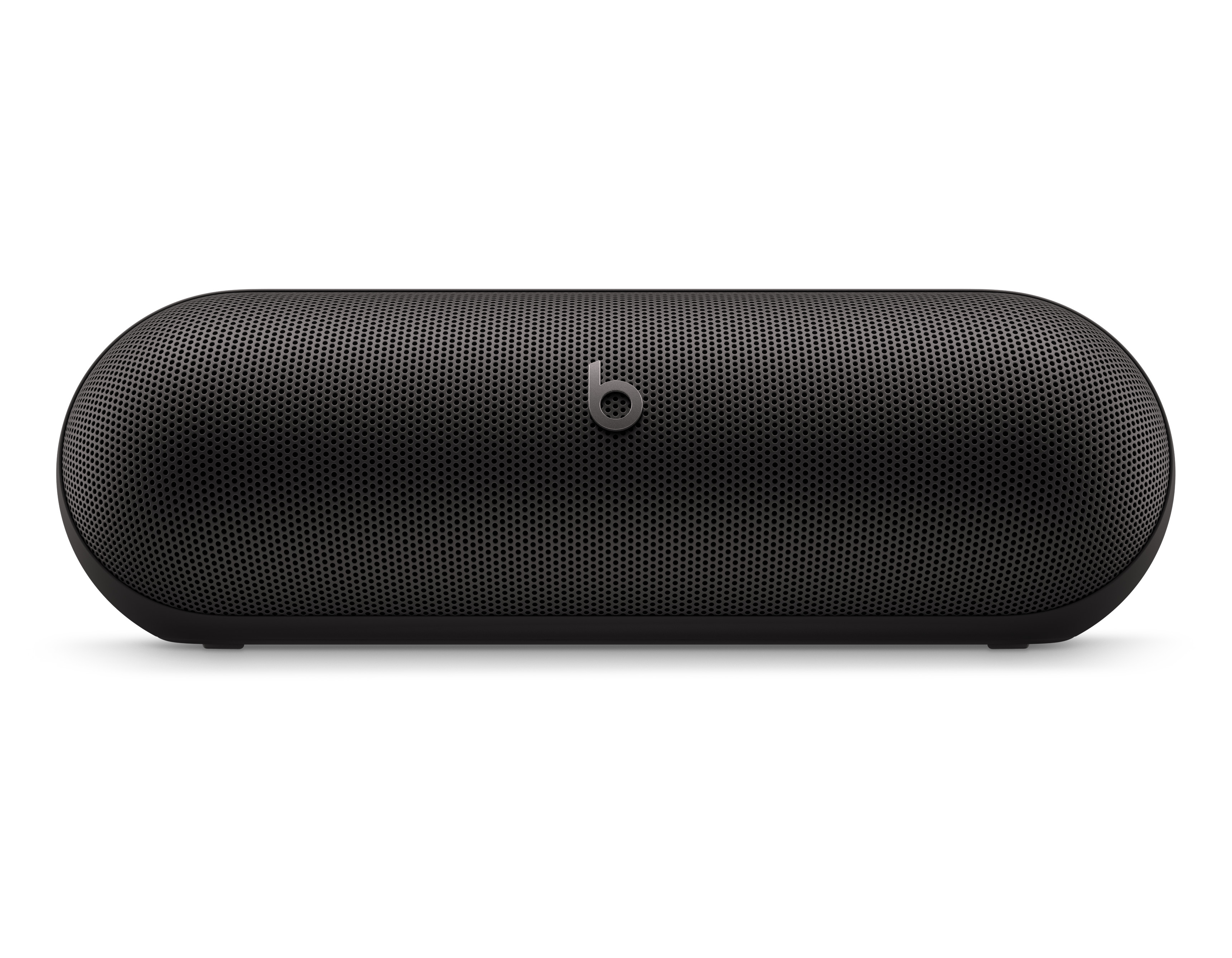 Beats Pill・マットブラックMW443PA/Aの正面。横長のグリルと中央ロゴ（画像：Beats／Apple）