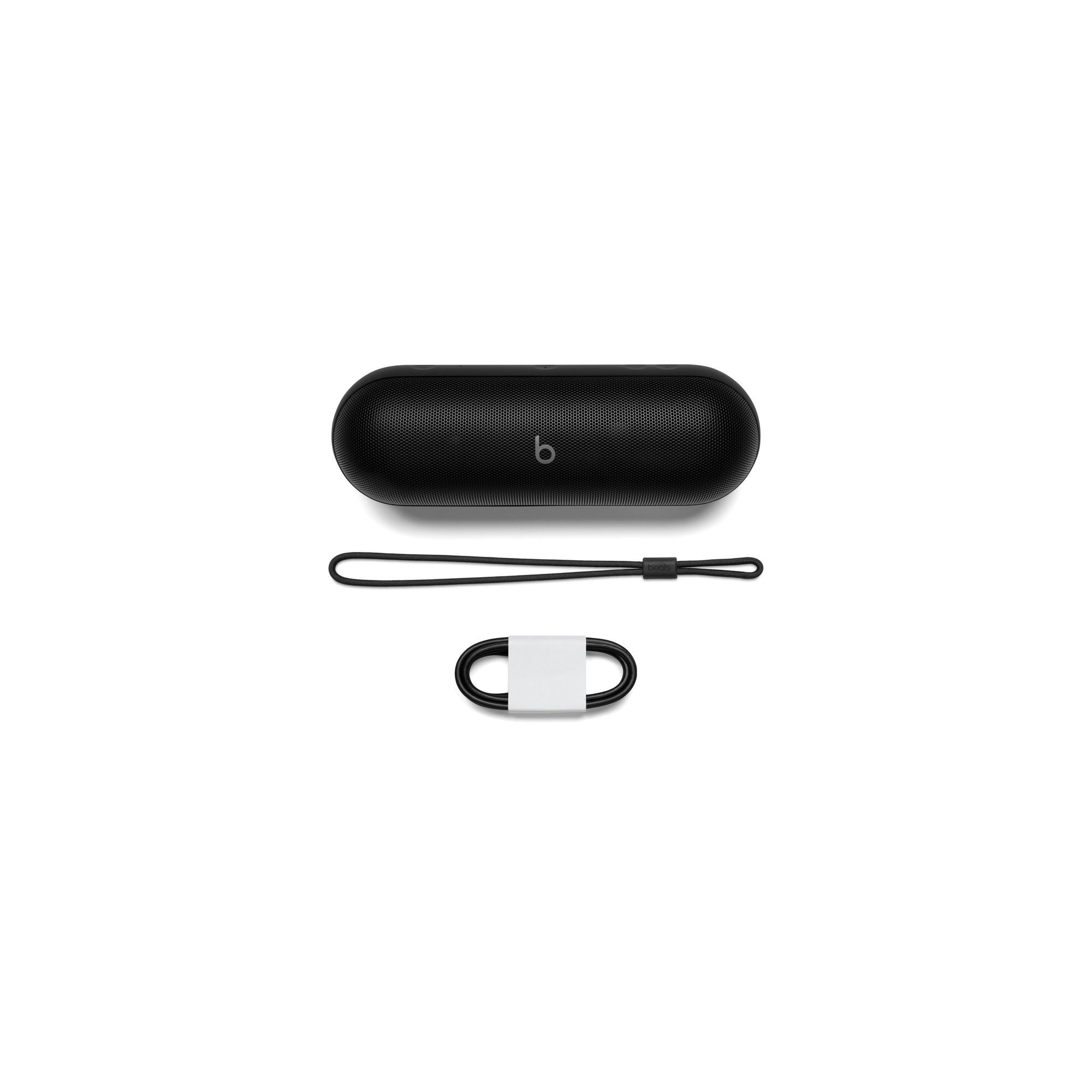 本体、取り外し可能なストラップ、USB-Cケーブルの公式付属品写真（画像：Beats／Apple）
