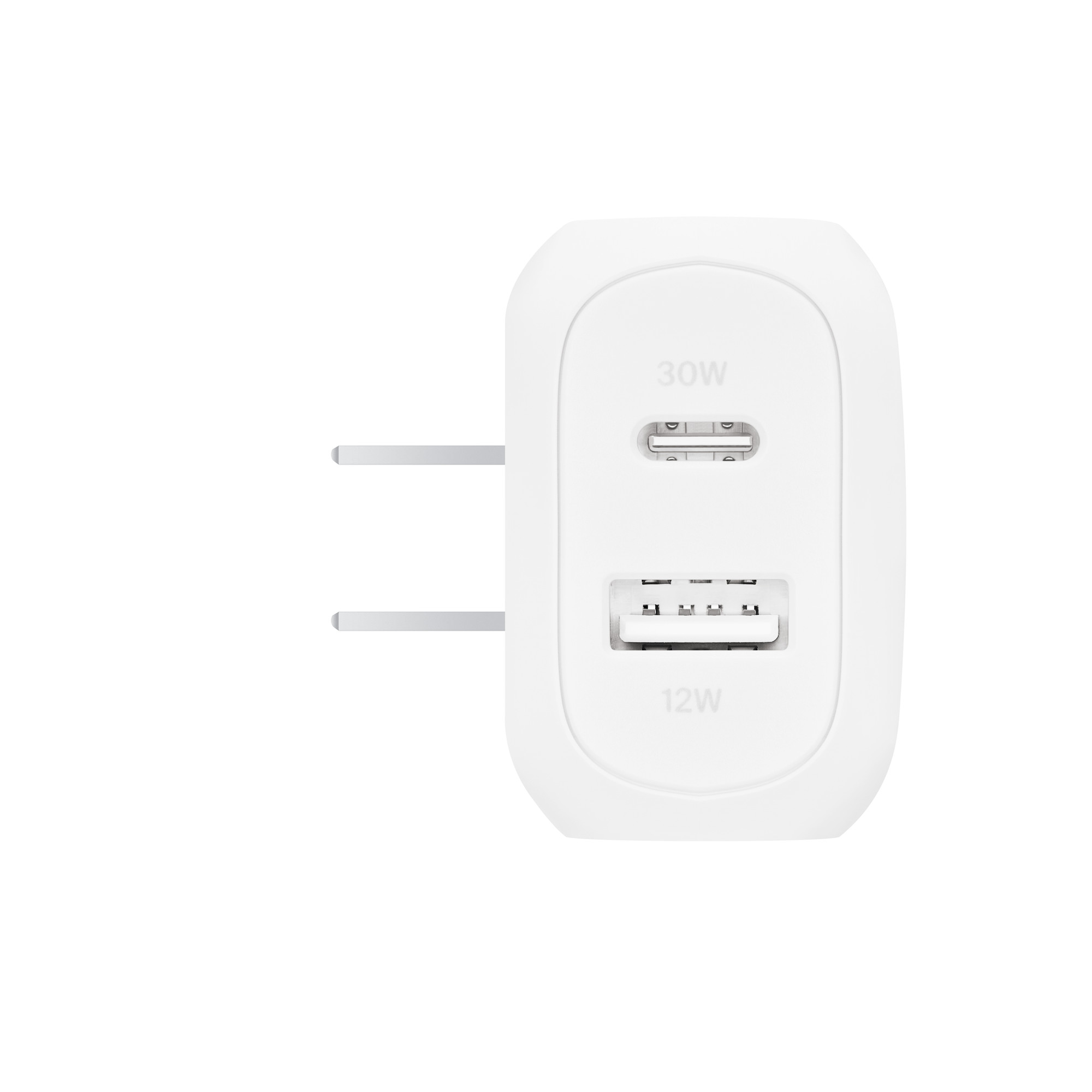 ポート正面。USB-C側30W、USB-A側12Wの表示（画像：Belkin／Apple Store）