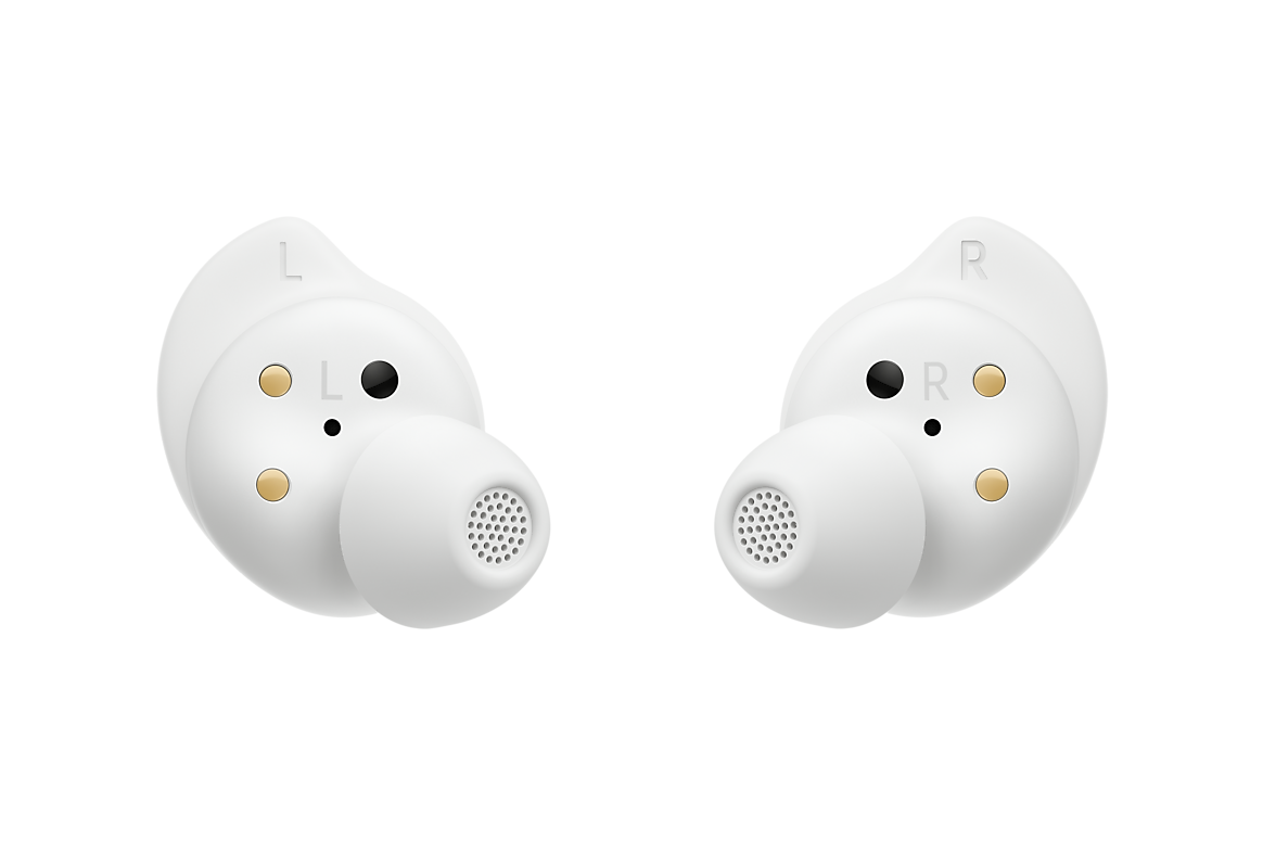 内側のL/R刻印、充電用の接点、イヤーチップの開口部
