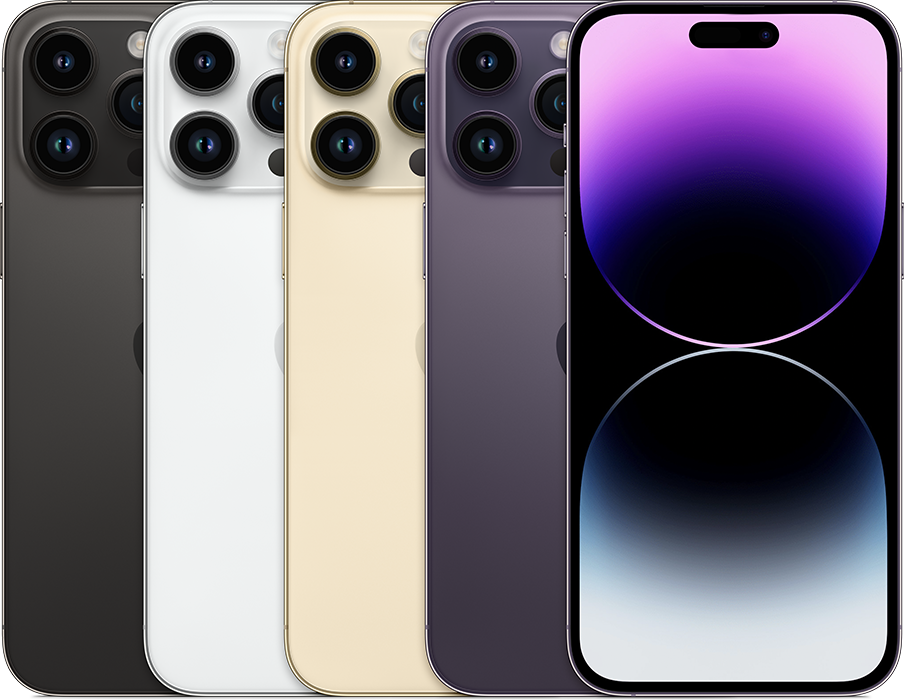 Apple公式のiPhone 14 Pro Max各色の背面と前面