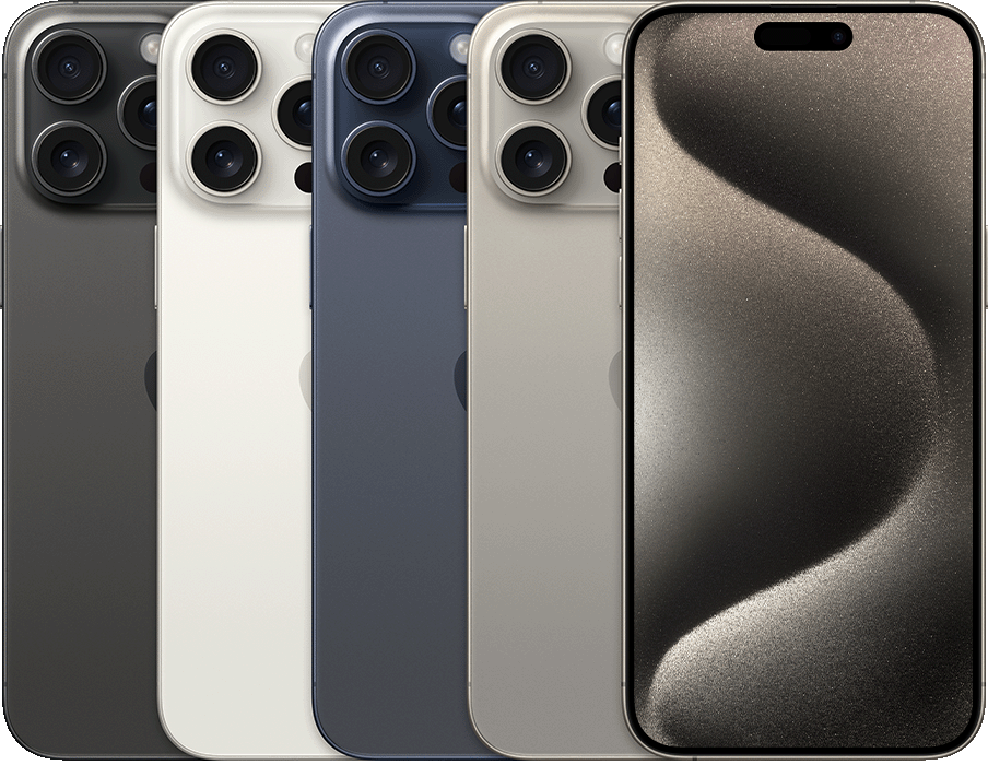Apple公式のiPhone15 Pro Max各色の背面と前面