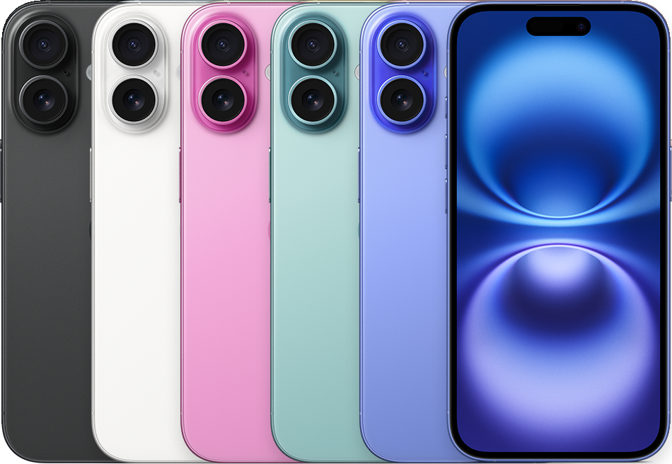 Apple公式のiPhone 16各色の背面と前面