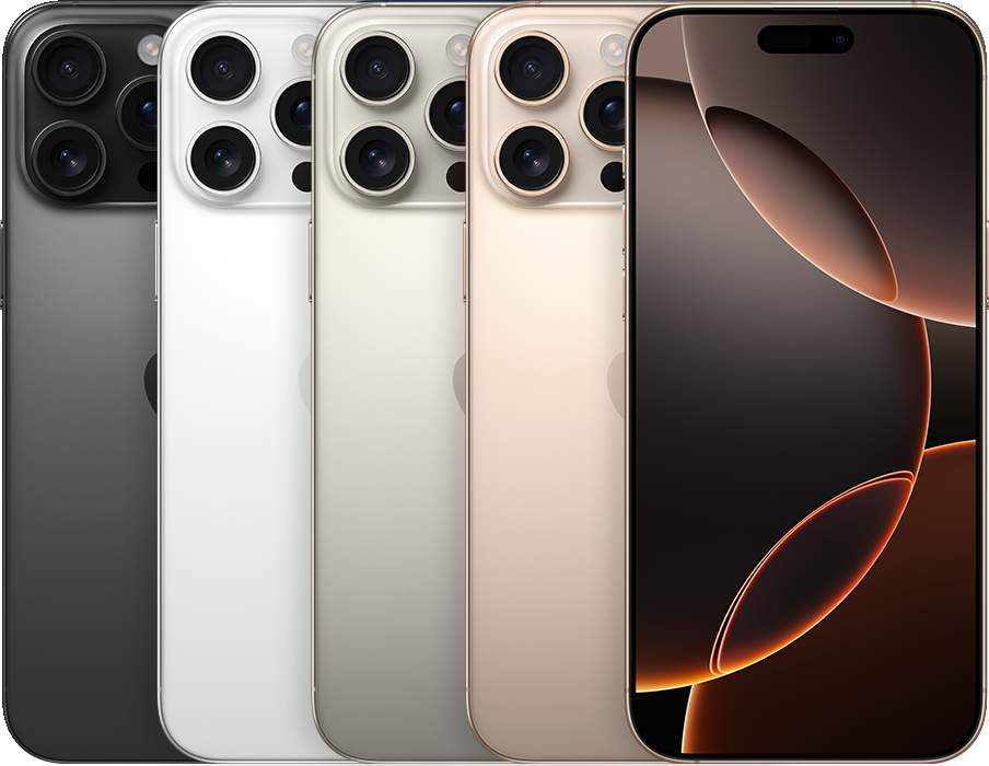 Apple公式のiPhone 16 Pro Max各色の背面と前面