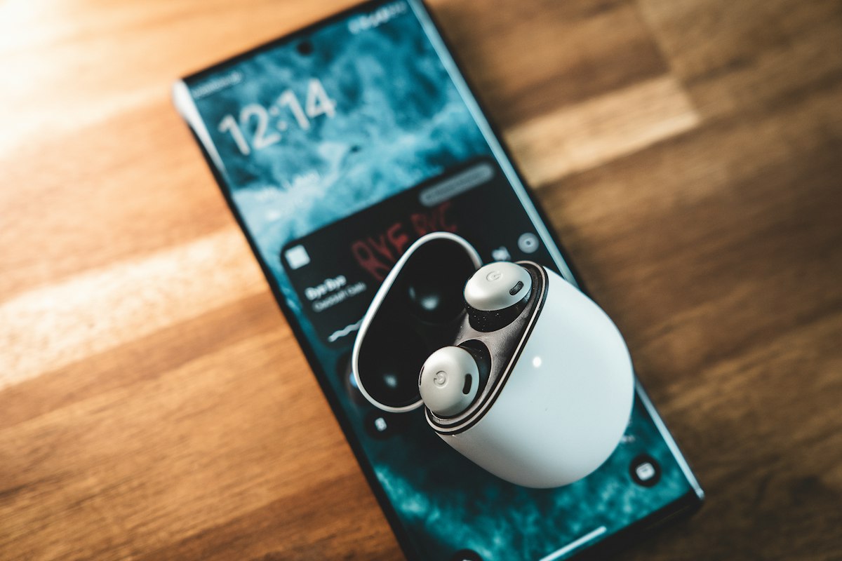 撮影者が2022年のPixel Buds Proと説明した開いたケースの写真。色名・個体状態・同梱物は写真から確定できません。