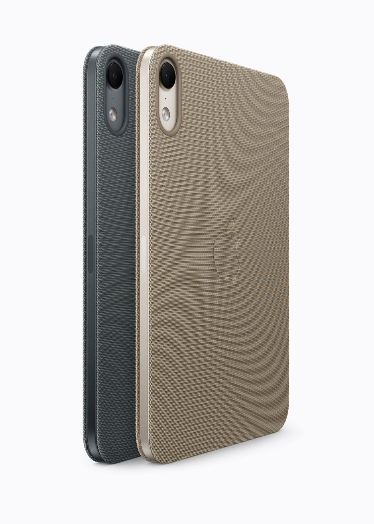 ネイビーブルーとトープをそれぞれ装着した公式の2色比較（画像：Apple）