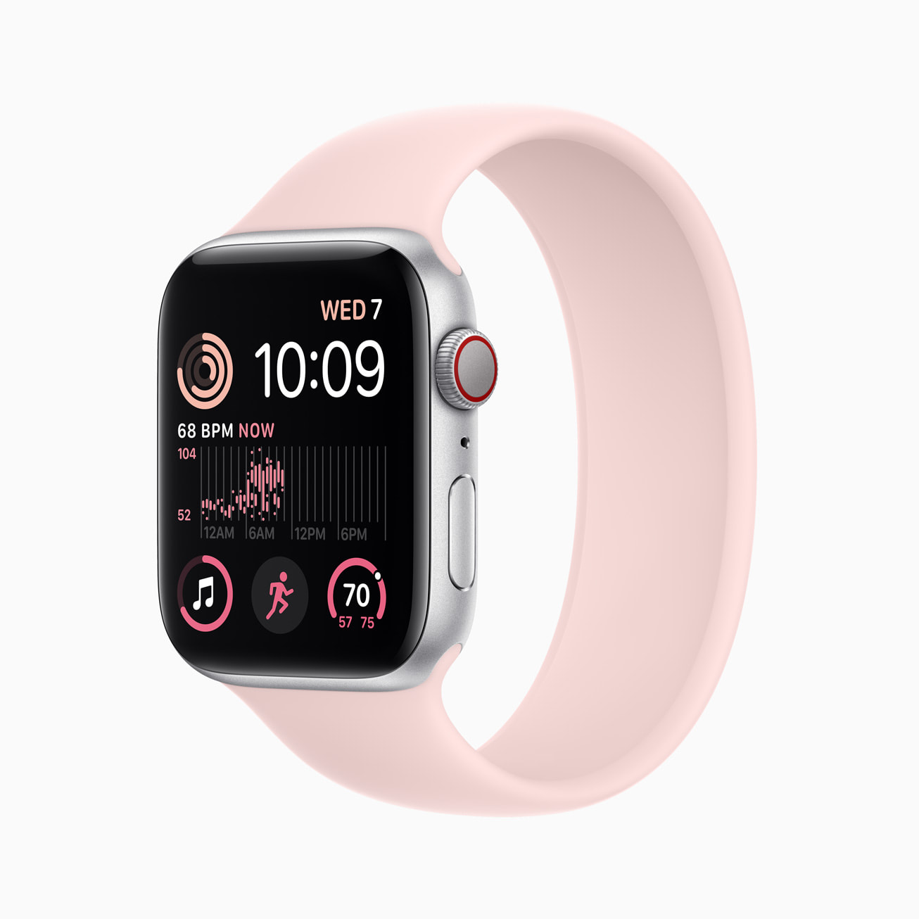 Apple Watch SE第2世代・シルバー。淡いピンク系のバンドの組合せ例