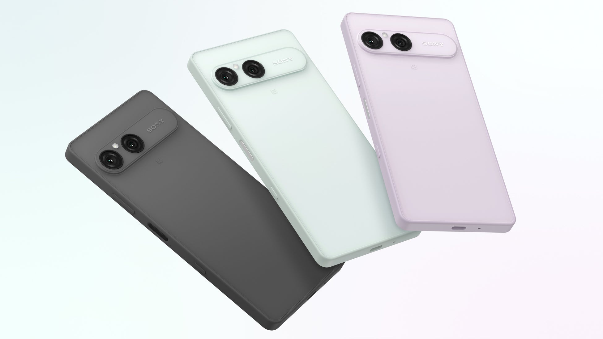 Xperia 10 VIII XQ-GH44 SIMフリー版に対応するフロストグレー、フローズンホワイト、ミスティライラックのソニー公式発表写真。